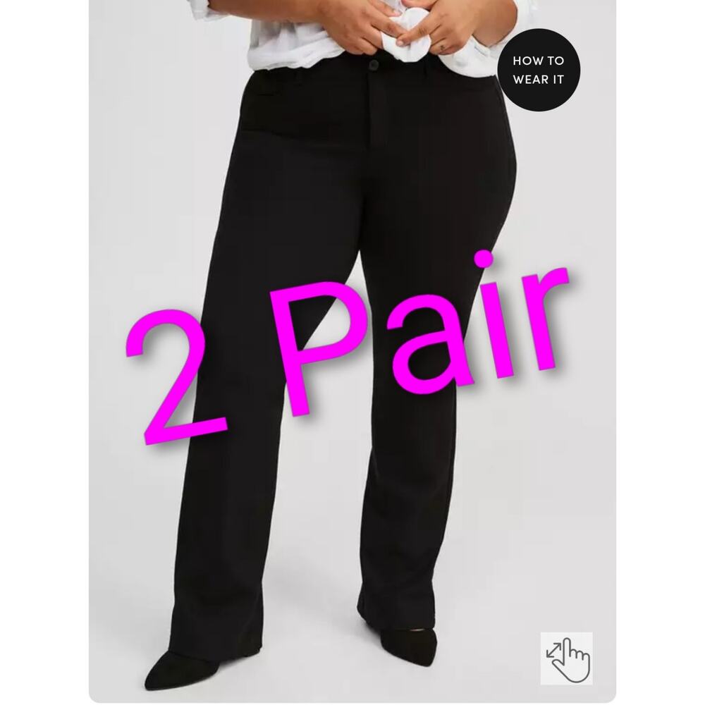 2 PAIR Torrid Bombshell Boot Ponte Pants 22R Black Bootcut Plus Size - Picture 9 of 10